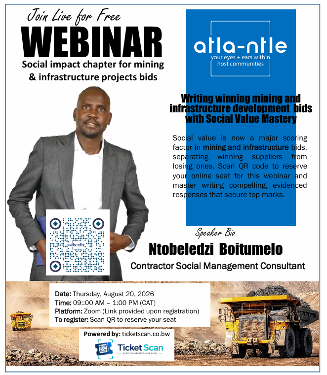 Social Impact Chapter for Mining and Infrastructure Project Bids webinar flyer